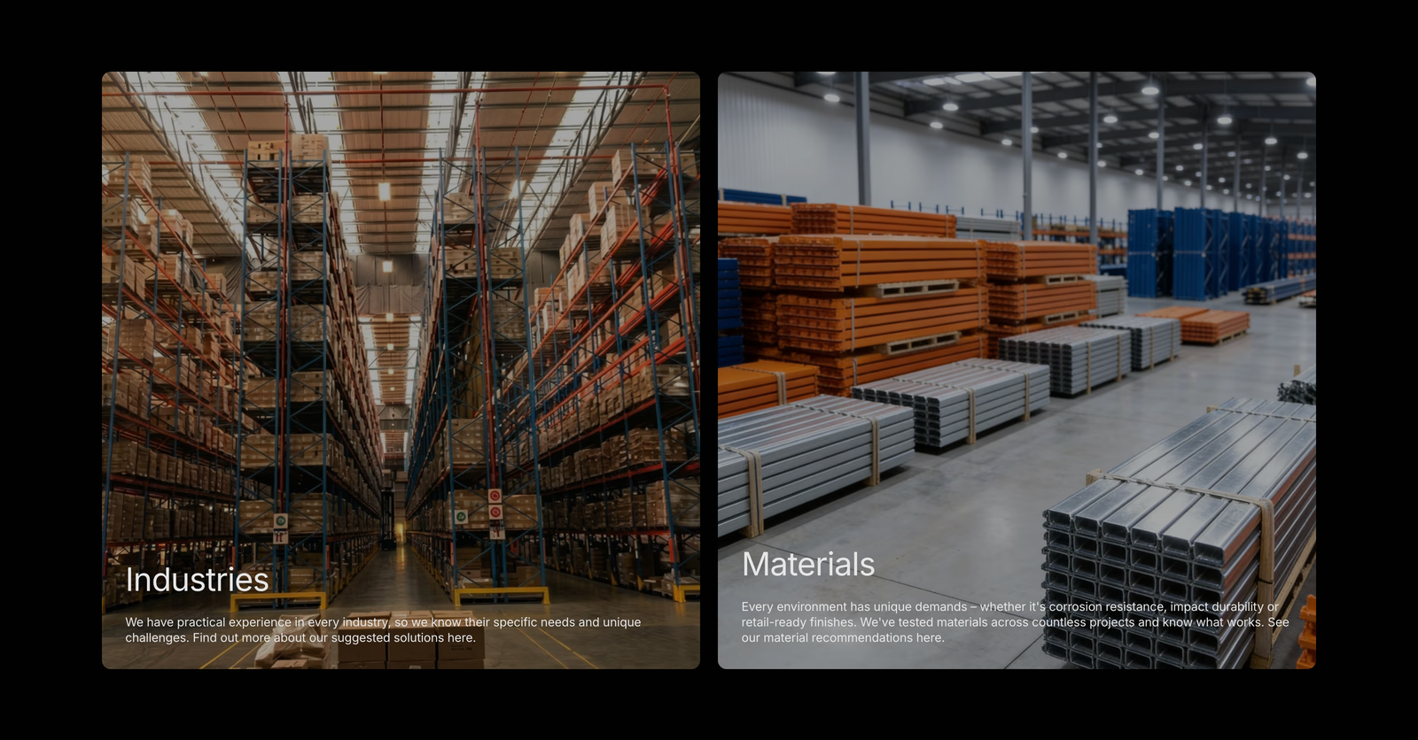 Shelving SA Website desktop screen 1